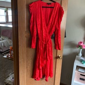 NWT Puffed sleeve wrap dress